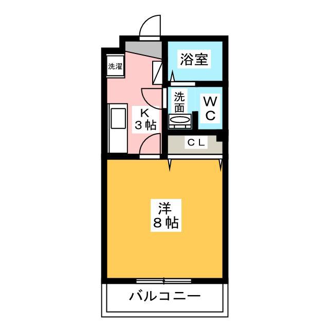グランメールコート万野原(1K/1階)の間取り写真