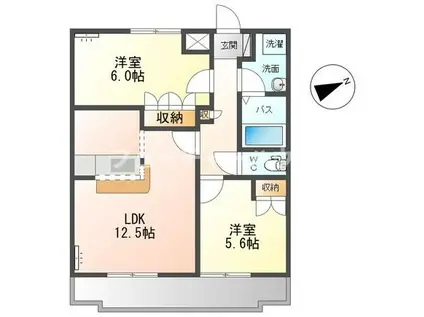 LONG HILLS(2LDK/1階)の間取り写真