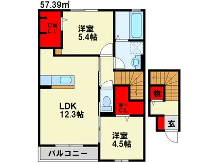 ロイヤルやつえ(2LDK/2階)の間取り写真
