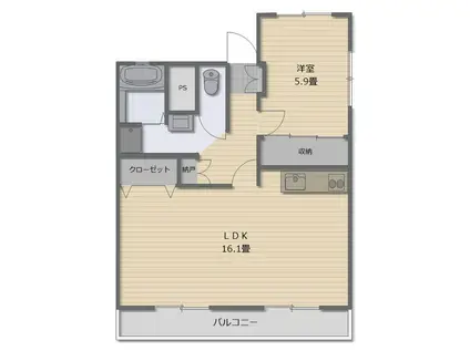 農住メゾン東里(1LDK/2階)の間取り写真