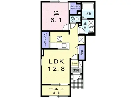 チューリップ・12(1LDK/1階)の間取り写真