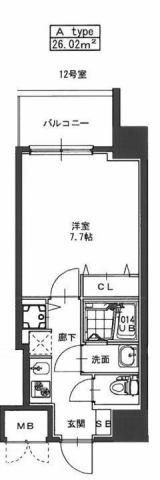 S-RESIDENCE緑橋駅前(1K/13階)の間取り写真