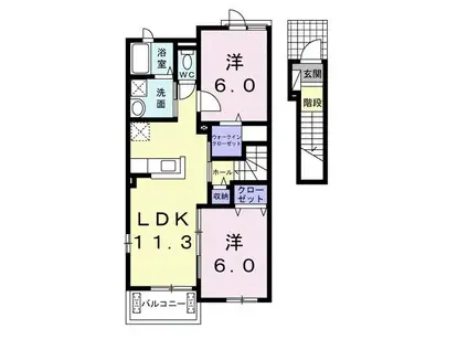 ラ メール デ ゼトワールI(2LDK/2階)の間取り写真