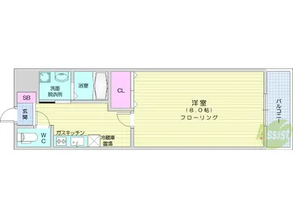 シンフォニー壱番館(1K/1階)の間取り写真