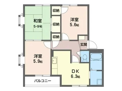 オークス A(3DK/2階)の間取り写真