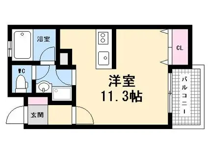 PLEIN SOLEIL 庚午(ワンルーム/1階)の間取り写真