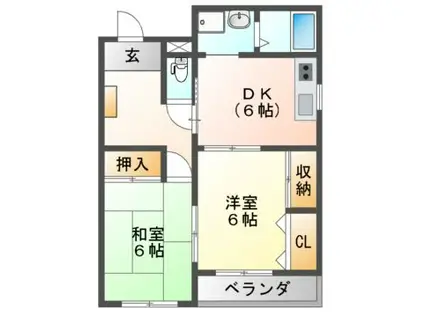 ブルージュ喜志(2DK/5階)の間取り写真