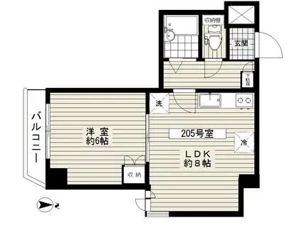 ヴェラハイツ神楽坂(1LDK/2階)の間取り写真