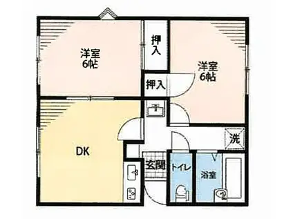 ウエストヴィレッジ(2LDK/2階)の間取り写真