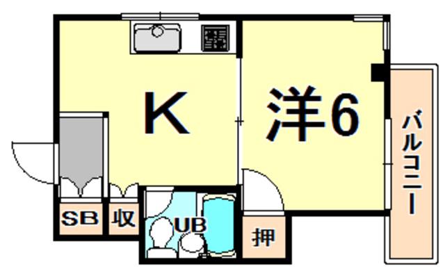 エンプレス南塚口(1K/2階)の間取り写真