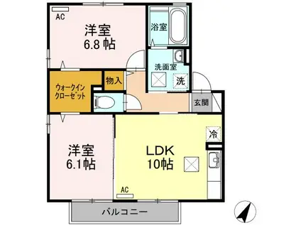 エスポワール(2LDK/1階)の間取り写真
