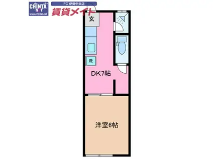 昭和レトロアパート2(1DK/2階)の間取り写真