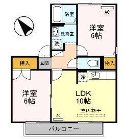 アドミレー樹太 C棟(2LDK/2階)の間取り写真