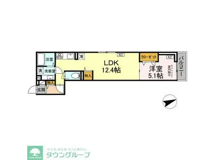 D-ROOM八幡町(1LDK/3階)の間取り写真