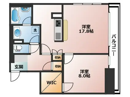 VIA定禅寺(1LDK/8階)の間取り写真