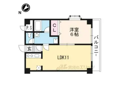 ジュネス堅田(1LDK/4階)の間取り写真