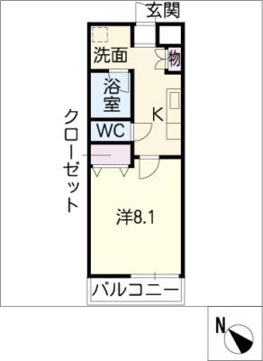 メイプル陶郷(1K/2階)の間取り写真