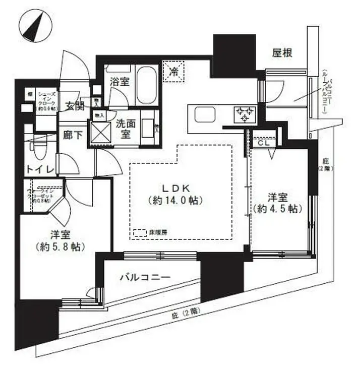 クレストラフィーネ旗の台 3階階 間取り