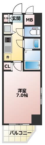 FORTUNEY北堀江(1K/5階)の間取り写真