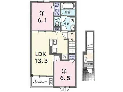 グレイスフル キノミヤ 331(2LDK/2階)の間取り写真