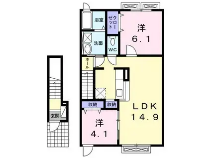 セゾン デ レコルト II(2LDK/2階)の間取り写真