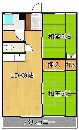 白銀マンション(2LDK/3階)の間取り写真
