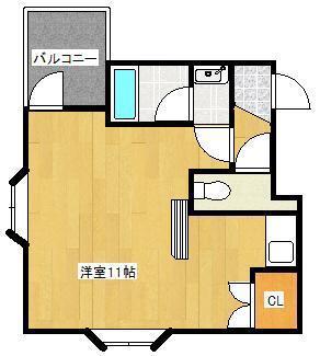 山口マンション(ワンルーム/3階)の間取り写真