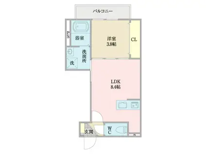 グランディール高畑(1LDK/2階)の間取り写真