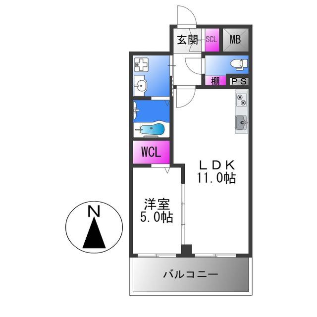 VITA荒本(1LDK/9階)の間取り写真