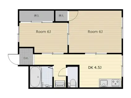 マルビシマンション天満(2DK/5階)の間取り写真