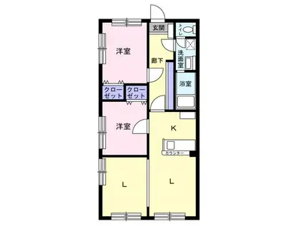 クレイン南台(2LDK/1階)の間取り写真