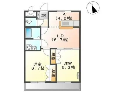 グランチェスタ A(2LDK/3階)の間取り写真