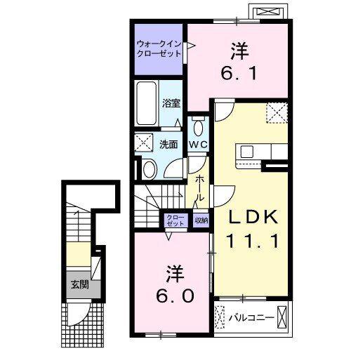 アンジュハイムI(2LDK/2階)の間取り写真