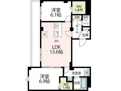 ニューグランデュールII(2LDK/2階)の間取り写真