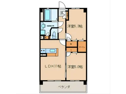 レジデンスソレイユ(2LDK/2階)の間取り写真