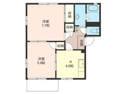 コーポラス東郷 B(2DK/1階)の間取り写真