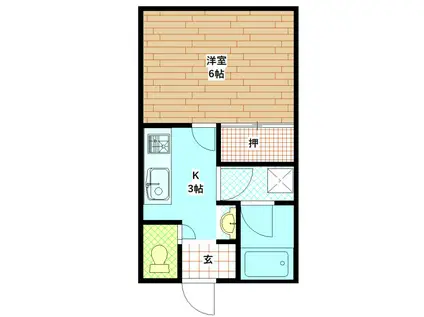 和光ハイツ(1K/2階)の間取り写真