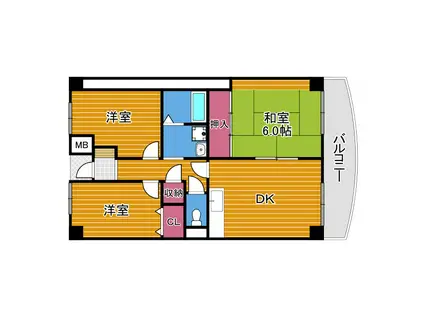 プレスト・コート 弐番館(3DK/3階)の間取り写真