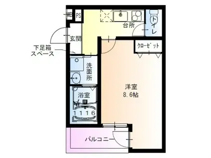 フジパレス若江岩田南(1K/1階)の間取り写真
