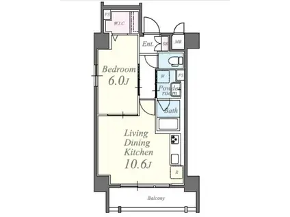 エリタージュ根岸(1LDK/5階)の間取り写真