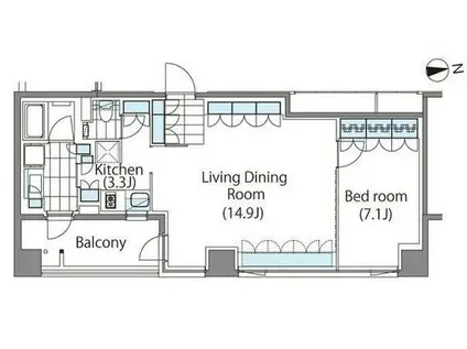 コンフォリア新宿イーストサイドタワーアネックス(1LDK/3階)の間取り写真