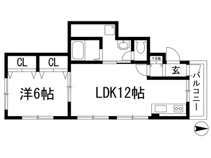 第一中村マンション(1LDK/3階)の間取り写真