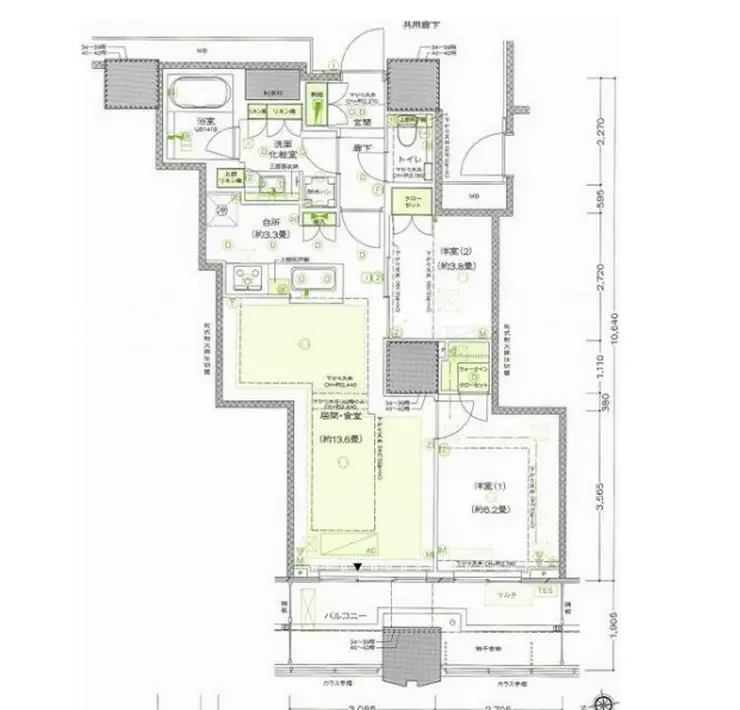 富久クロスコンフォートタワー 37階階 間取り