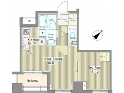リベルテ月島(1LDK/6階)の間取り写真