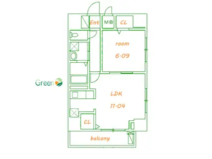 クレスト 中六(1LDK/5階)の間取り写真