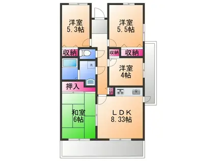 ウエストヒルズ関空II(4LDK/1階)の間取り写真