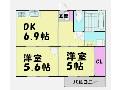 プチシャトーマンション(2DK/2階)の間取り写真