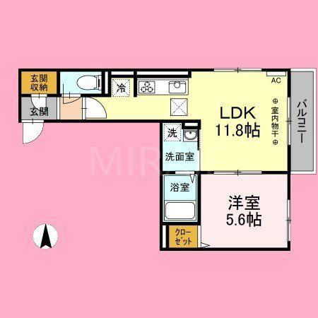 グリーンハウス南林間(1LDK/2階)の間取り写真