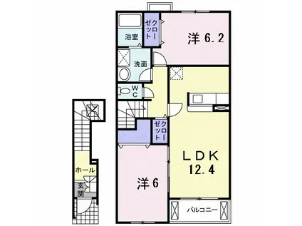 レクサスI B(2LDK/2階)の間取り写真