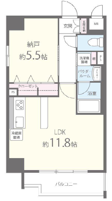 グランデカワノ真田山(1LDK/5階)の間取り写真